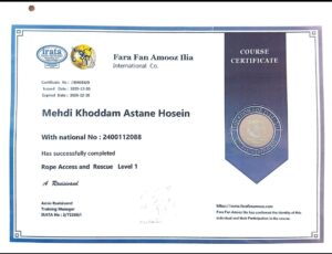کار در ارتفاع شیراز مدرک ایراتا